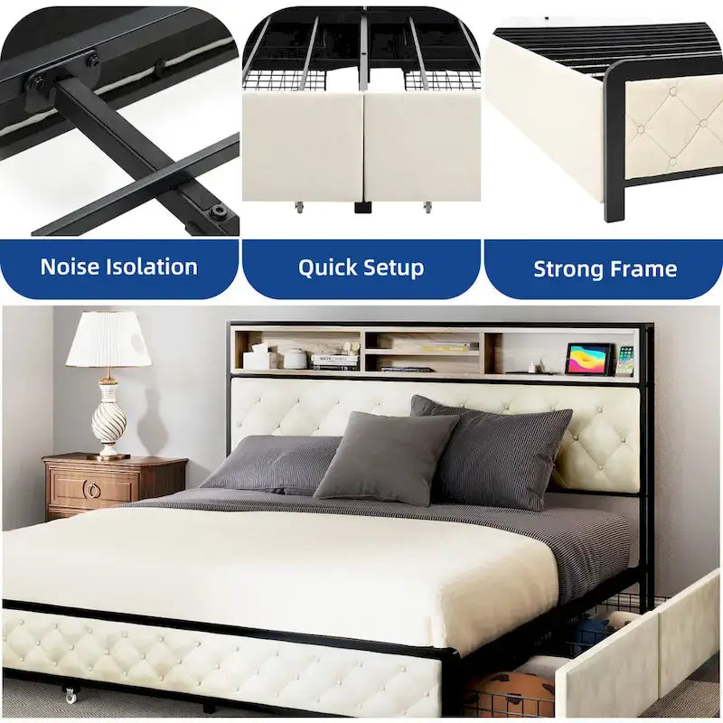 Gepolsterter Plattformbettrahmen mit Kopfteil