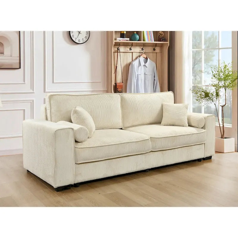 Großes Schlafsofa mit Stauraum, modernes 3-Sitzer-Sofa, gepolstertes Rückensofa für kleine Räume