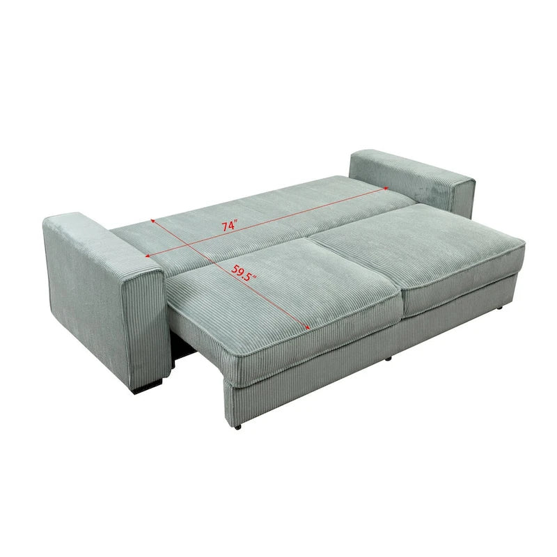 Großes Schlafsofa mit Stauraum, modernes 3-Sitzer-Sofa, gepolstertes Rückensofa für kleine Räume