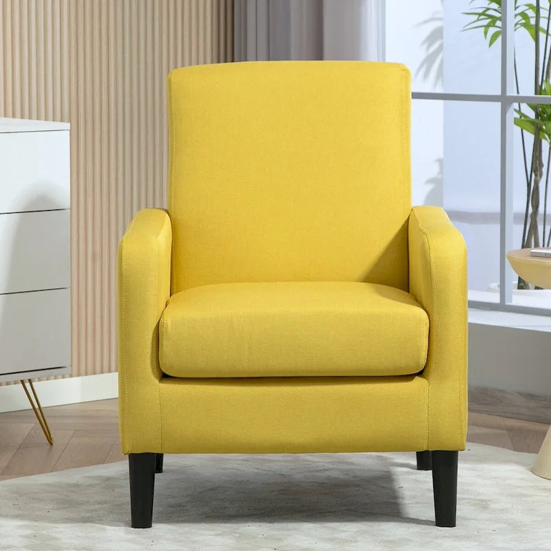 Fauteuil élégant de style minimaliste avec structure en bois massif et nouvelle mousse souple