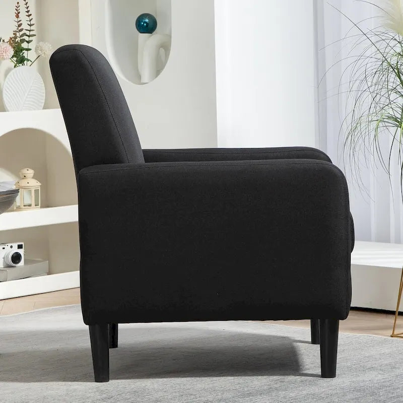Fauteuil élégant de style minimaliste avec structure en bois massif et nouvelle mousse souple