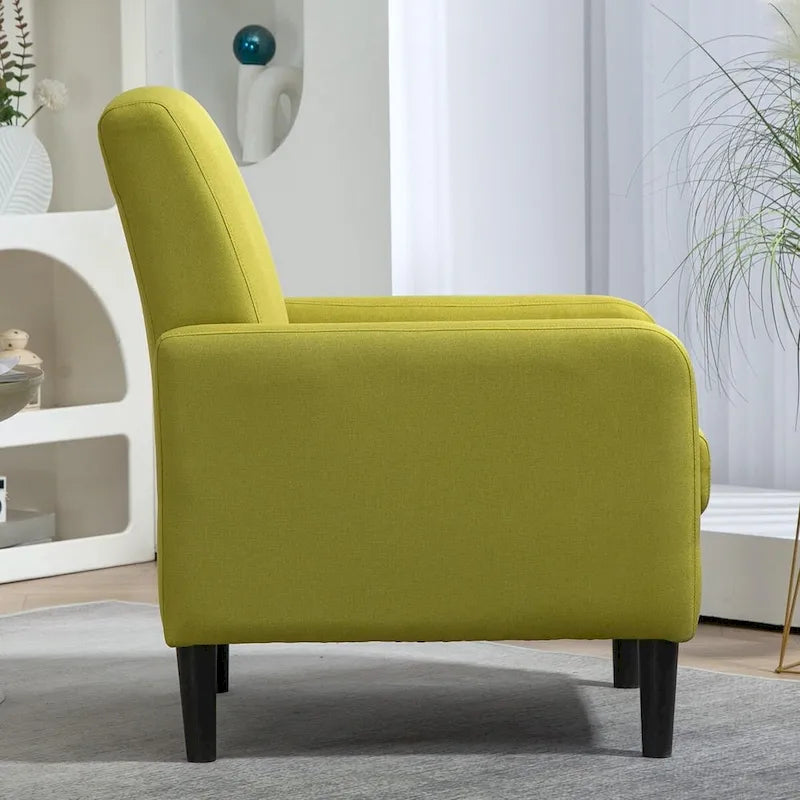 Fauteuil élégant de style minimaliste avec structure en bois massif et nouvelle mousse souple