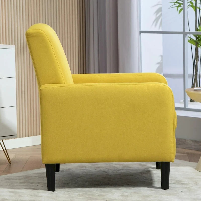 Fauteuil élégant de style minimaliste avec structure en bois massif et nouvelle mousse souple