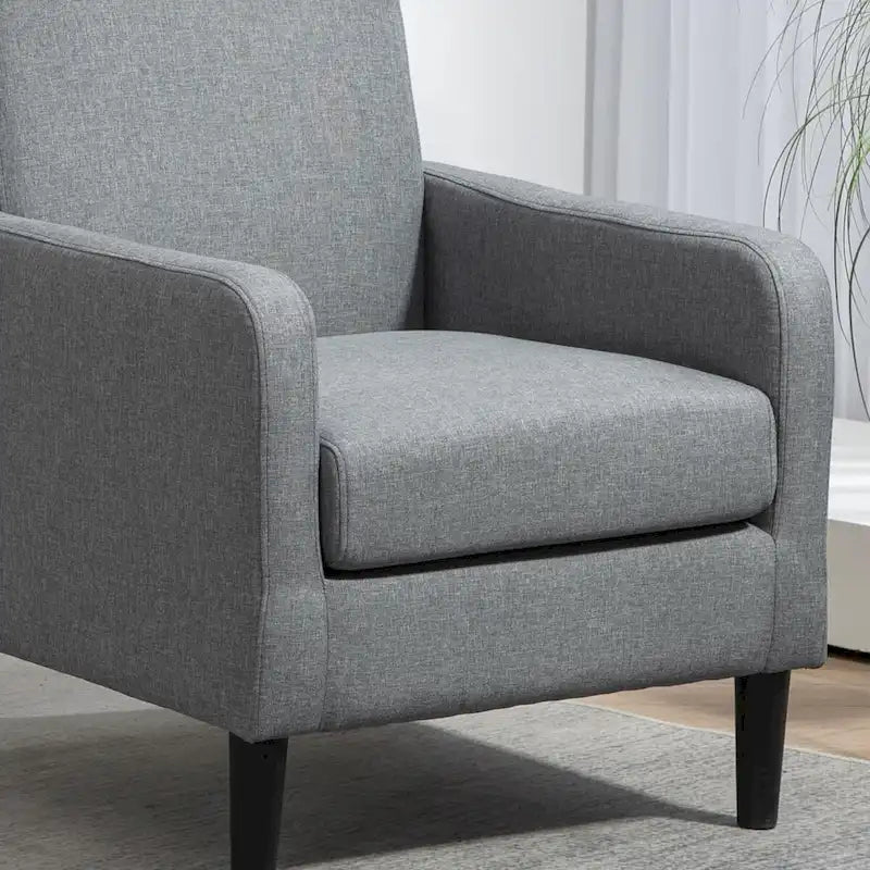 Fauteuil élégant de style minimaliste avec structure en bois massif et nouvelle mousse souple
