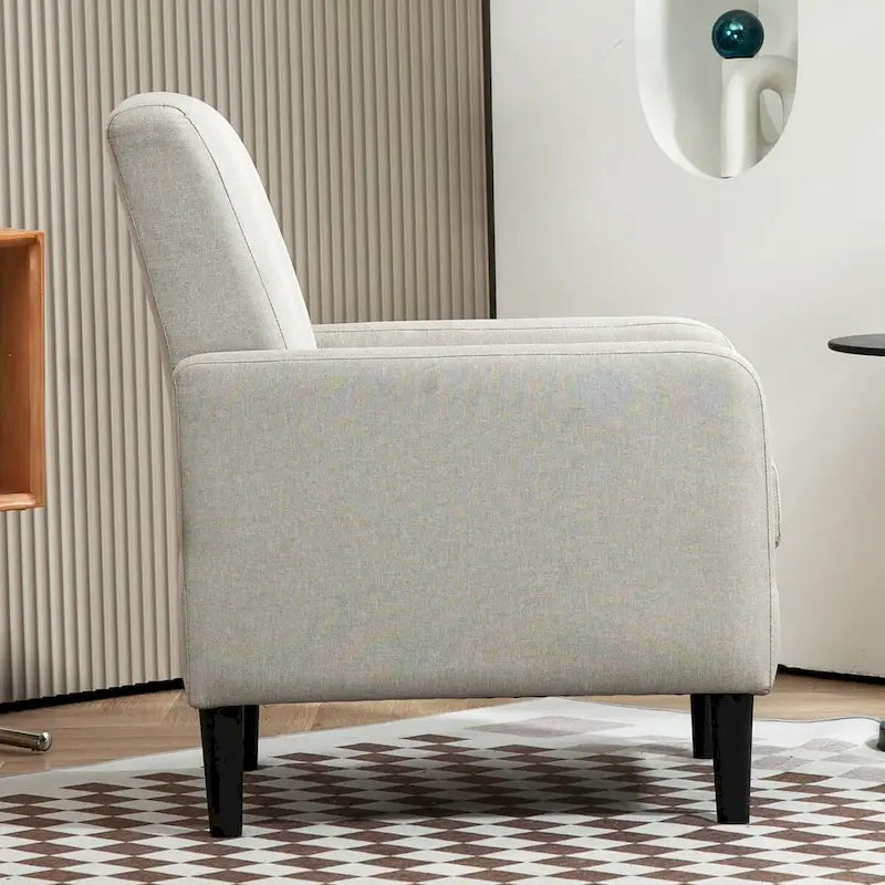 Fauteuil élégant de style minimaliste avec structure en bois massif et nouvelle mousse souple