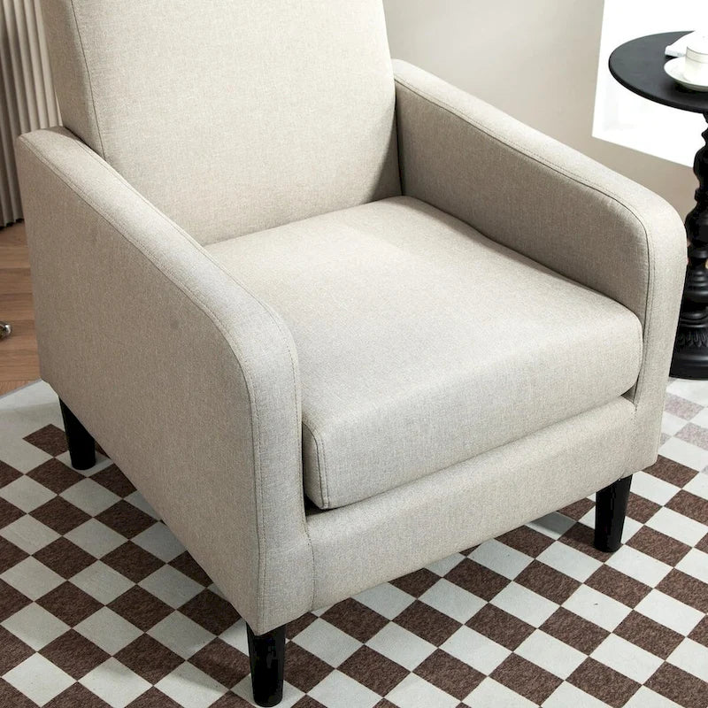 Fauteuil élégant de style minimaliste avec structure en bois massif et nouvelle mousse souple