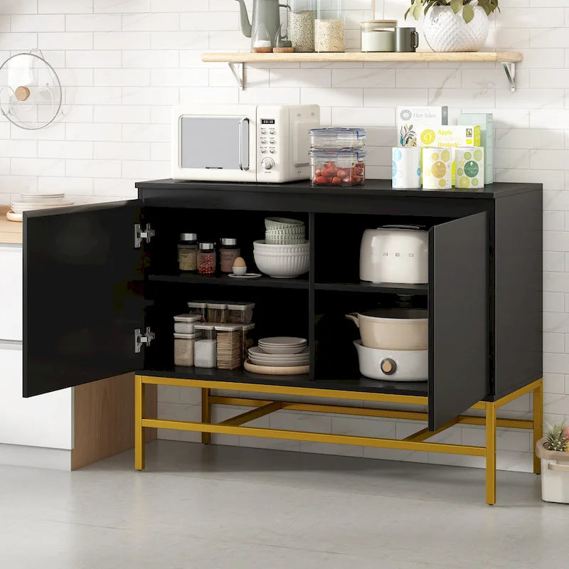 Minimalistisches und luxuriöses Sideboard mit 2 Türen und Metallbeinen