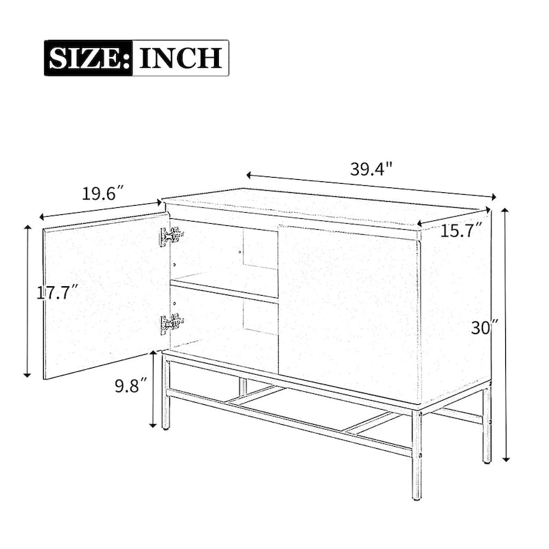 Minimalistisches und luxuriöses Sideboard mit 2 Türen und Metallbeinen