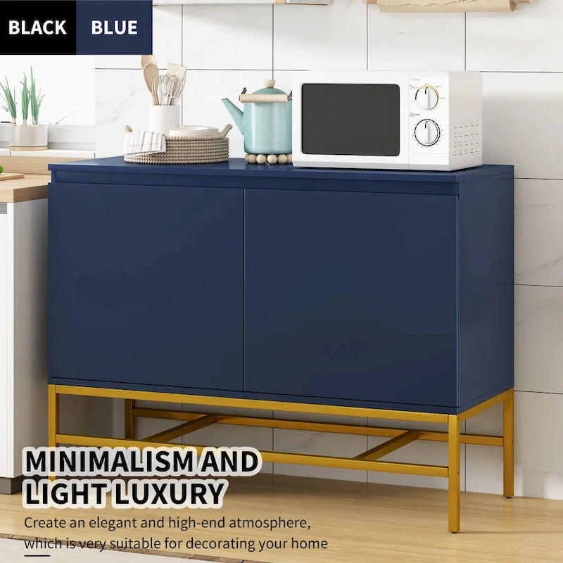 Minimalistisches und luxuriöses Sideboard mit 2 Türen und Metallbeinen