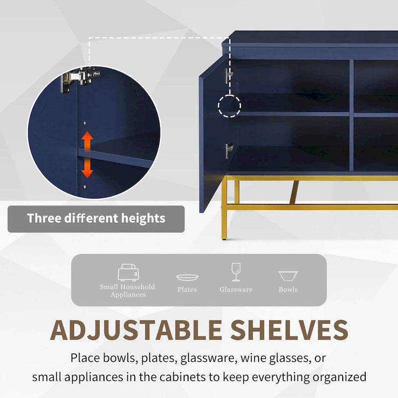 Minimalistisches und luxuriöses Sideboard mit 2 Türen und Metallbeinen