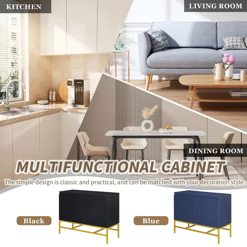 Minimalistisches und luxuriöses Sideboard mit 2 Türen und Metallbeinen