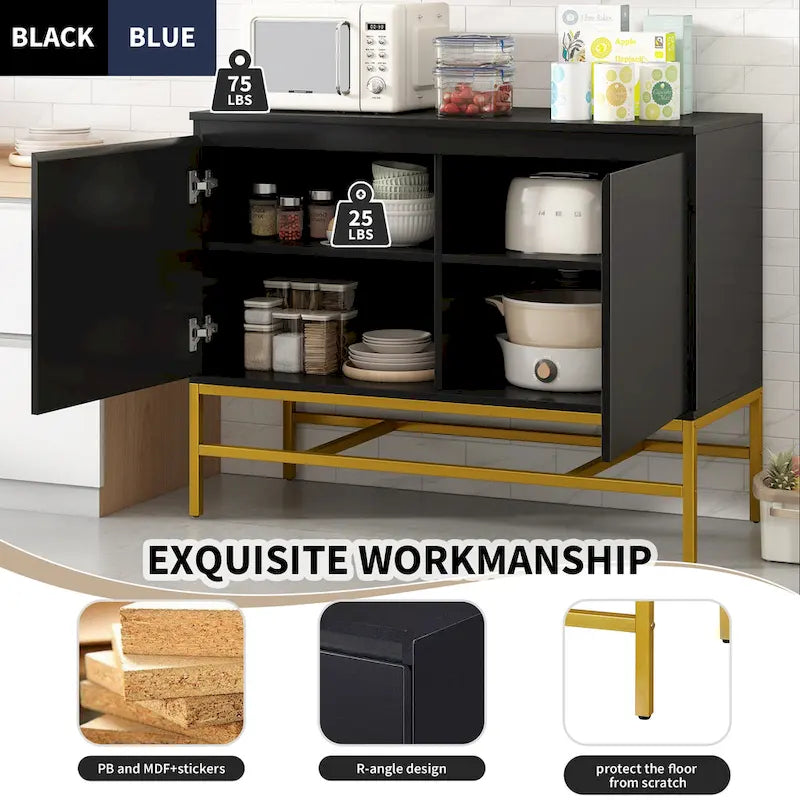 Minimalistisches und luxuriöses Sideboard mit 2 Türen und Metallbeinen