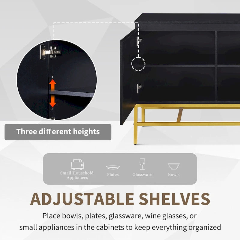 Minimalistisches und luxuriöses Sideboard mit 2 Türen und Metallbeinen