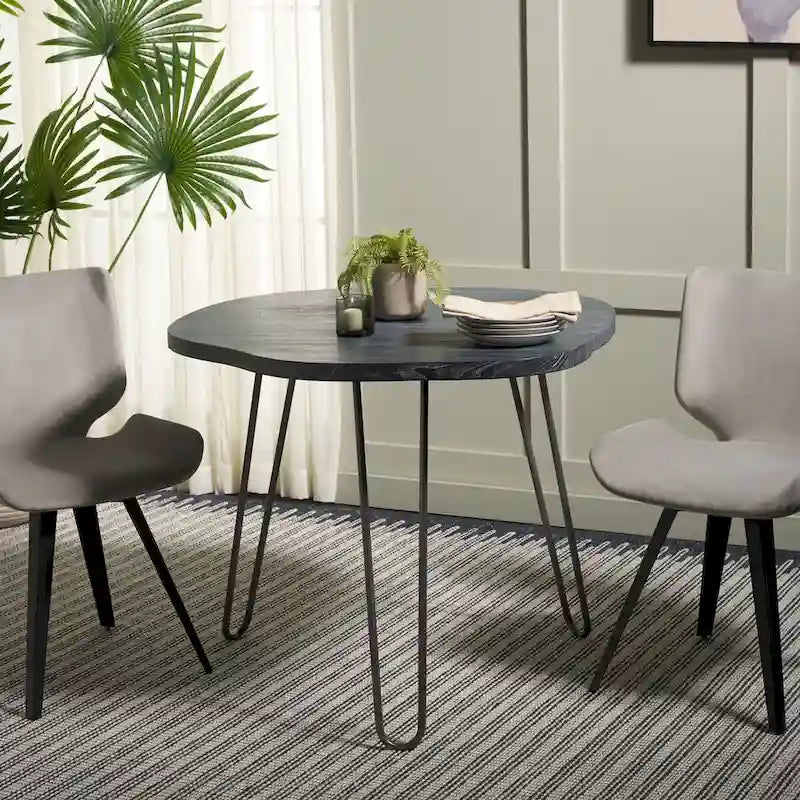 Esstisch mit Holzplatte in Grau/Weiß lasiert - 39.4 x 35.4 x 29.9 - 39W x 35D x 30H