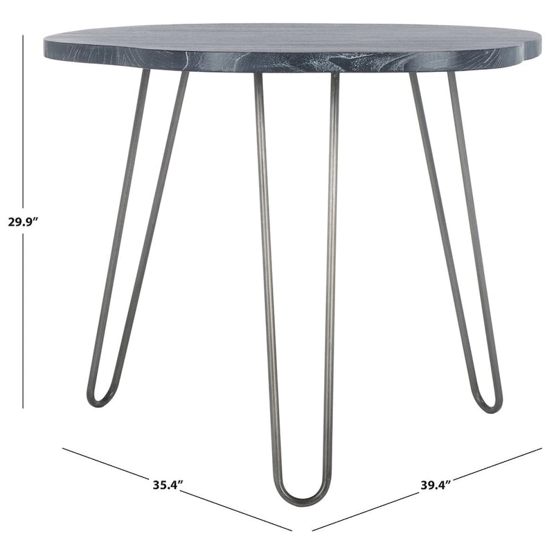 Esstisch mit Holzplatte in Grau/Weiß lasiert - 39.4 x 35.4 x 29.9 - 39W x 35D x 30H