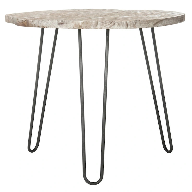 Esstisch mit Holzplatte in Grau/Weiß lasiert - 39.4 x 35.4 x 29.9 - 39W x 35D x 30H
