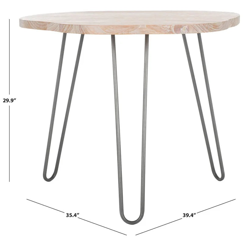 Esstisch mit Holzplatte in Grau/Weiß lasiert - 39.4 x 35.4 x 29.9 - 39W x 35D x 30H