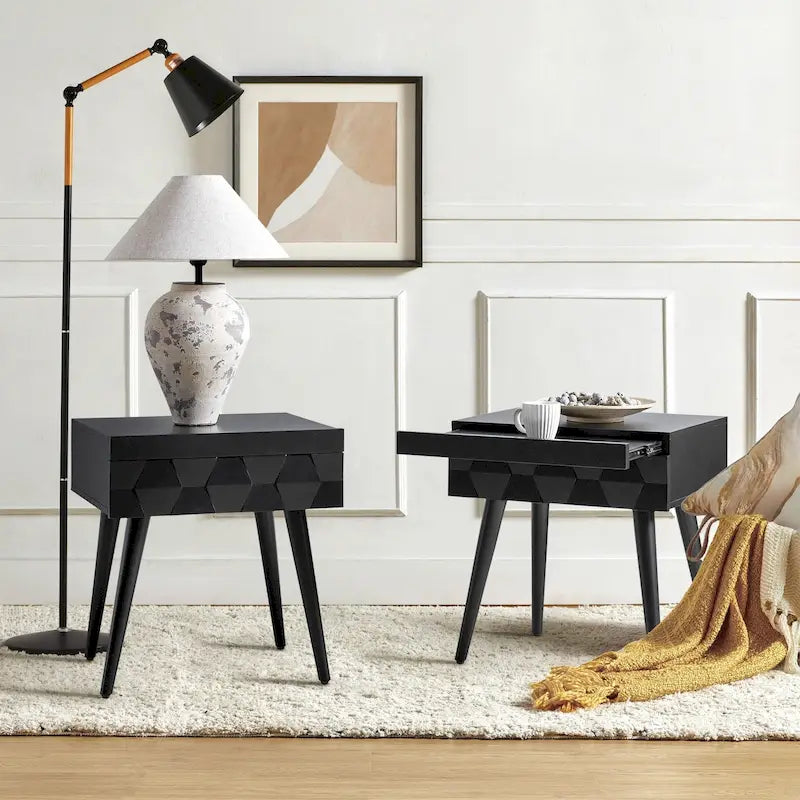 Mid-Century-Beistelltisch mit Ladestation, 2er-Set