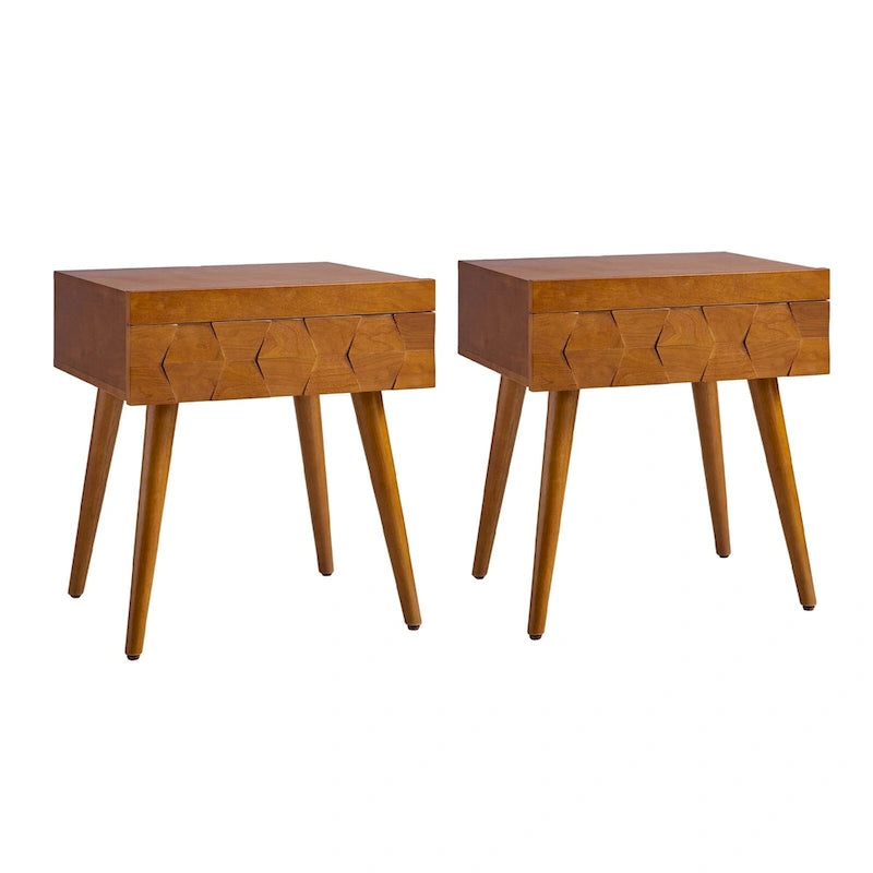 Mid-Century-Beistelltisch mit Ladestation, 2er-Set