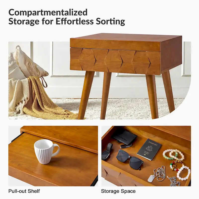Mid-Century-Beistelltisch mit Ladestation, 2er-Set