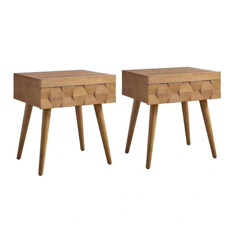 Mid-Century-Beistelltisch mit Ladestation, 2er-Set