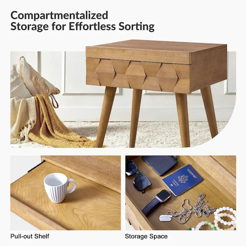 Mid-Century-Beistelltisch mit Ladestation, 2er-Set