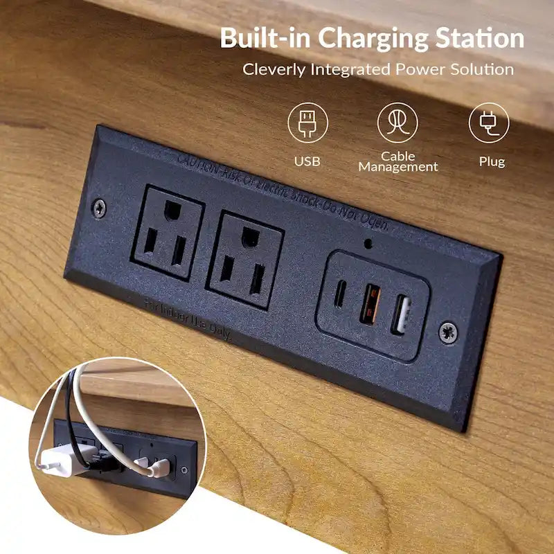 Mid-Century-Beistelltisch mit Ladestation, 2er-Set