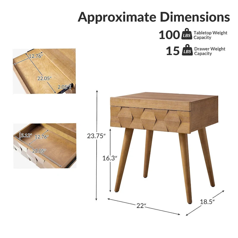 Mid-Century-Beistelltisch mit Ladestation, 2er-Set