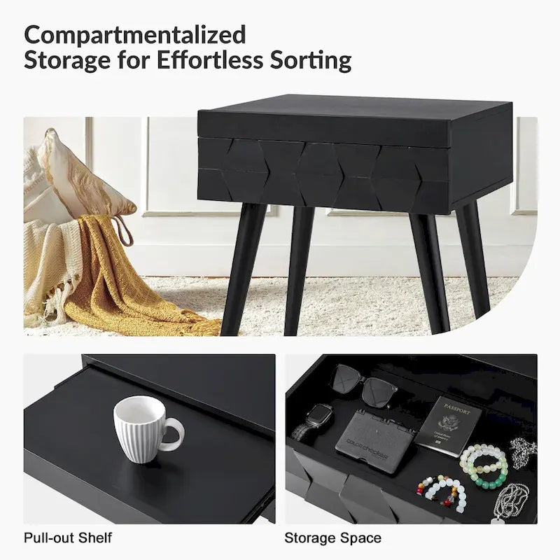Mid-Century-Beistelltisch mit Ladestation, 2er-Set