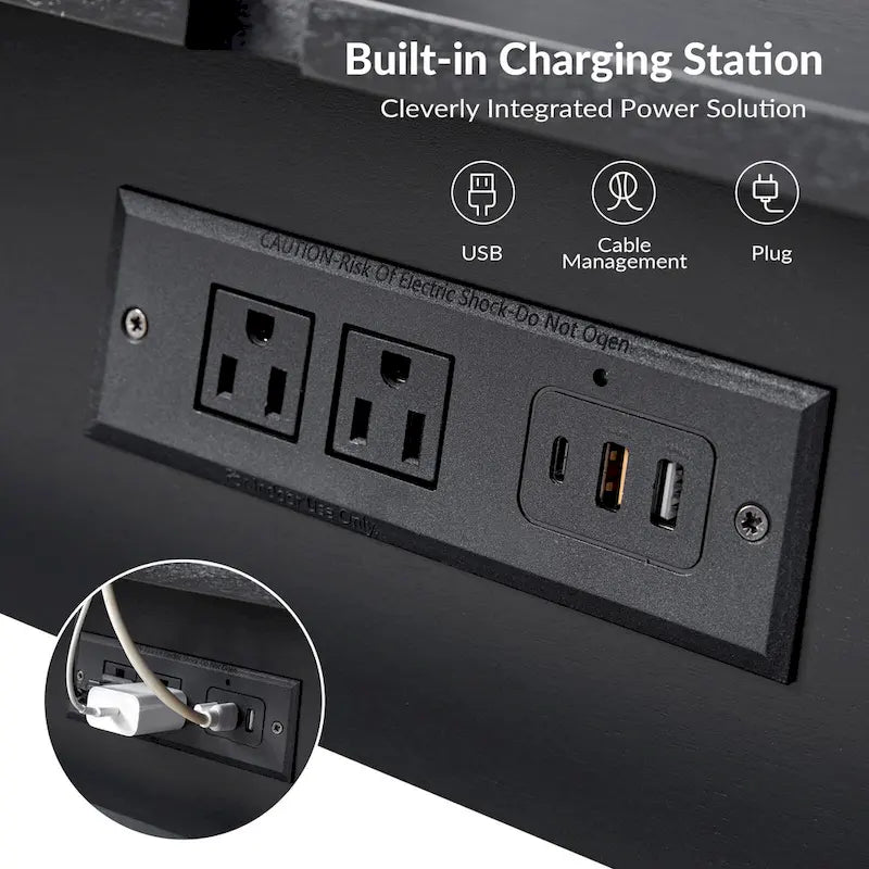Mid-Century-Beistelltisch mit Ladestation, 2er-Set