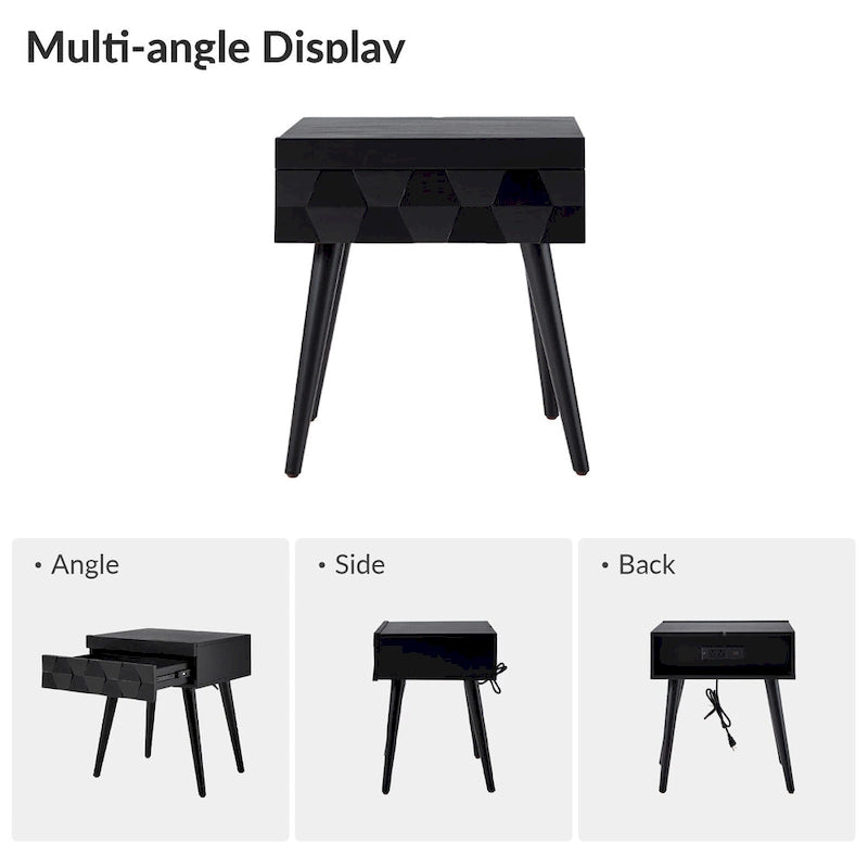 Mid-Century-Beistelltisch mit Ladestation, 2er-Set