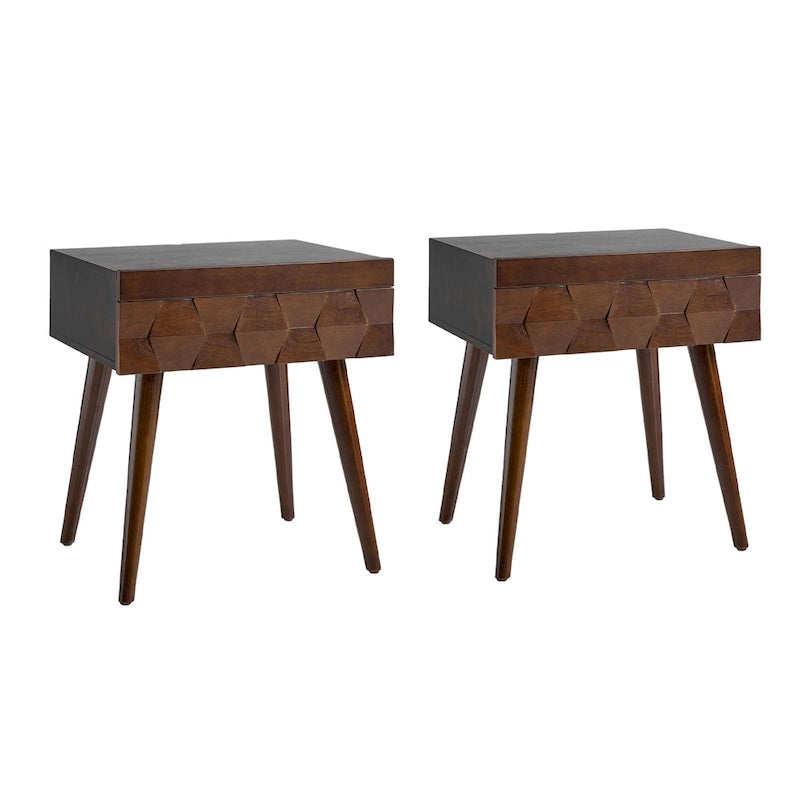 Mid-Century-Beistelltisch mit Ladestation, 2er-Set