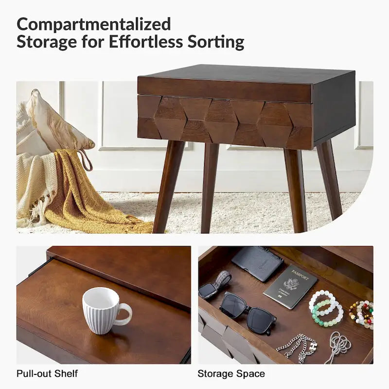 Mid-Century-Beistelltisch mit Ladestation, 2er-Set