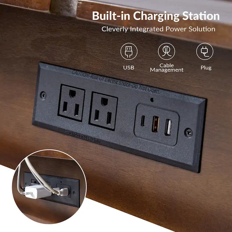 Mid-Century-Beistelltisch mit Ladestation, 2er-Set