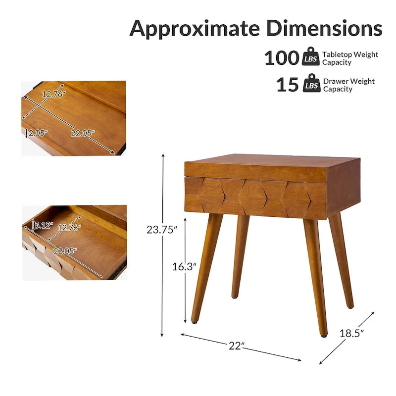 Mid-Century-Beistelltisch mit Ladestation, 2er-Set